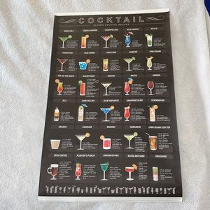 Large poster Cocktail recipes alcohol home bar / mancave wall decor